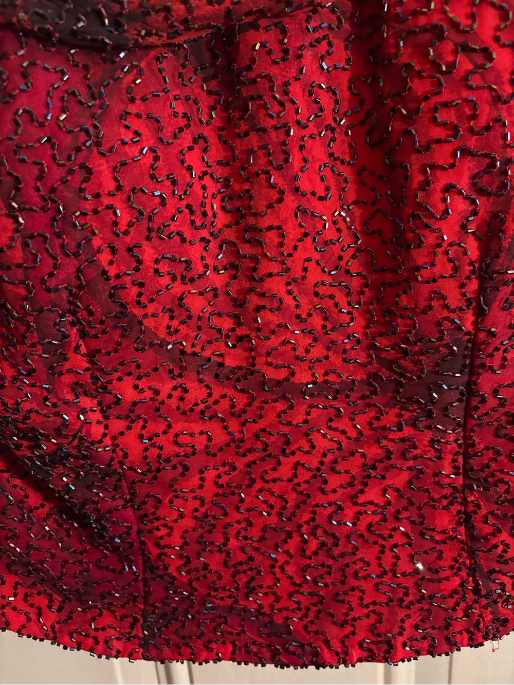 Cache Red Beaded Draped Neckline Evening Top MEDIUM Y2K Grunge Fairy Whimsy Vamp - Picture 8 of 16
